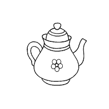 página para colorear: Dibujo de una tetera con patrón floral