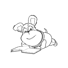 coloriage: Barboskin Gena lisant un livre