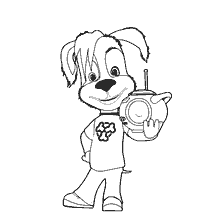 coloriage: Coloriage petite amie de Barboskins avec une boombox