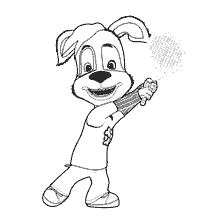 coloriage: Barboskins. Un ami avec une raquette de tennis