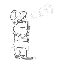 coloriage: Coloration du personnage Genes de Barboskins avec un t&eacute;lescope