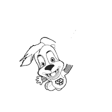 coloriage: Buddy Barboskin joue avec la balle