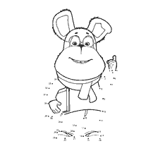 coloriage: Image de coloration du g&egrave;ne Barboskin avec nombres pour la coloration