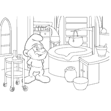 pagina da colorare: Dipinto da Papa Smurf in laboratorio