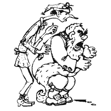coloring page: Illustration of Karabas-Barabas and Duremar from the Golden Key