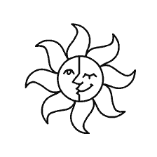 página para colorear: Colorear con la imagen de un sol sonriente con rayos