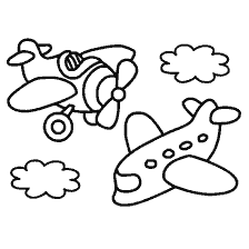 página para colorear: Colorear con aviones y nubes