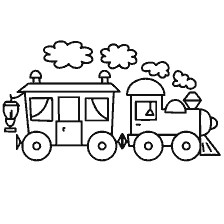 página para colorear: Motor de color con carro y nubes