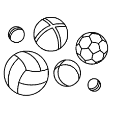 página para colorear: Colorear con la imagen de varias bolas: voleibol, fútbol y otros