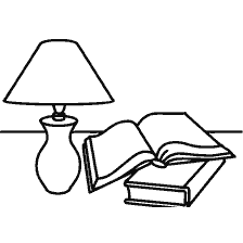 página para colorear: Libro de color y lámpara