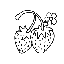 página para colorear: Colorear dos fresas con una flor