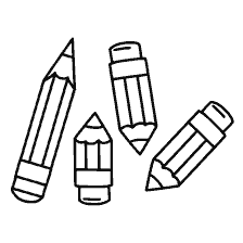 página para colorear: Cuatro lápices para colorear en blanco y negro