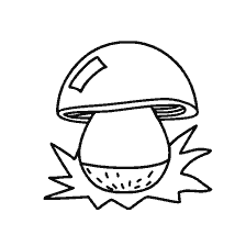 página para colorear: Imagen para colorear hongo con sombrero redondeado y pierna redondeada.