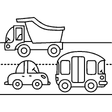 página para colorear: Colorear con imágenes de coches y camiones en la carretera
