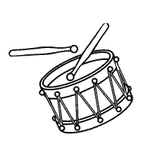 página para colorear: Un simple tambor y un palo para colorear
