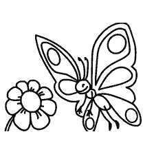 página para colorear: Imagen de una mariposa y flor para colorear