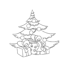 página para colorir: Colorir &aacute;rvore de Natal com presentes