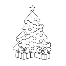 página para colorir: Colorir uma &aacute;rvore de Natal elegante com presentes