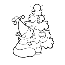 página para colorir: Esquilo decora a &aacute;rvore do Ano Novo