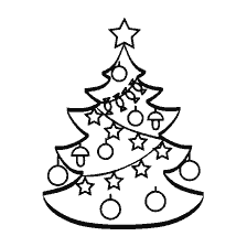 página para colorir: Colorir &aacute;rvore de Natal com brinquedos e estrelas