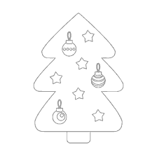 página para colorir: Colorir &aacute;rvore de Natal com brinquedos e estrelas