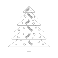 página para colorir: &Aacute;rvore de Natal elegante com doces e estrelas para colorir