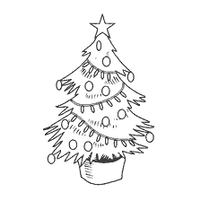 página para colorir: Colorir &aacute;rvore de Natal com brinquedos e guirlandas