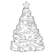 página para colorir: Colorir a &aacute;rvore de Ano Novo com brinquedos