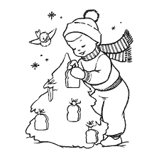 página para colorir: Um menino decora uma &aacute;rvore de Natal