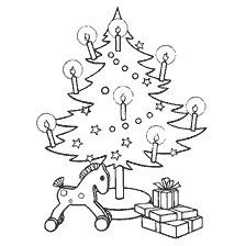 página para colorir: Colorir &aacute;rvore de Natal e brinquedos para crian&ccedil;as