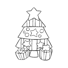 página para colorir: Colorir &aacute;rvore de Natal com presentes