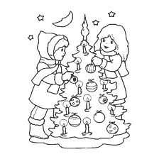 página para colorir: Decora&ccedil;&atilde;o de crian&ccedil;as de &aacute;rvore de Ano Novo