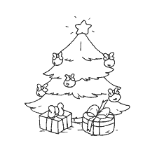 página para colorir: V&eacute;spera de Ano Novo com presentes no fundo