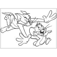 coloring page: Tom and Jerry run after each other