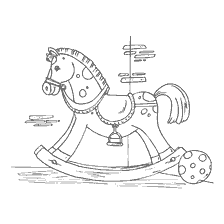 coloring page: Drawing of a rocking horse for a coloring book