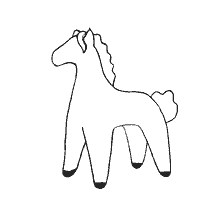 coloring page: Black and white coloring of a toy horse