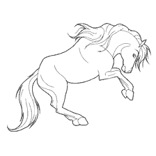 coloring page: Contour image of a verse horse making a jump
