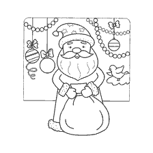 página para colorir: Papai Noel com presentes na festa