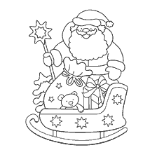 página para colorir: Colorir com Papai Noel, tren&oacute; e presentes
