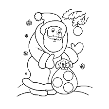 página para colorir: Colorir Santa Cl&aacute;usula com um saco de presentes