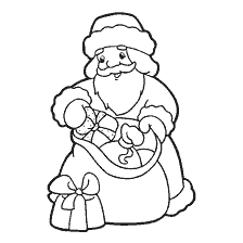 página para colorir: Desenho de Papai Noel com um saco de presentes