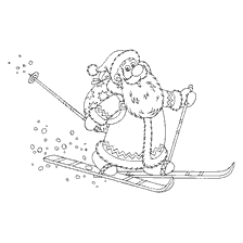 página para colorir: Pai Natal esquiando