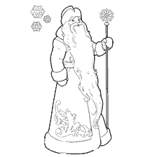 página para colorir: Pai Natal com bonecos de neve e neve