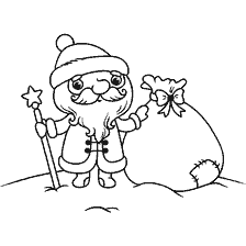 página para colorir: Colorir Santa Cl&aacute;usula com um saco de presentes