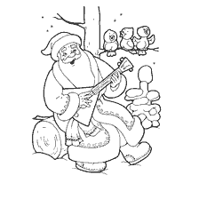página para colorir: Papai Noel joga balalaika