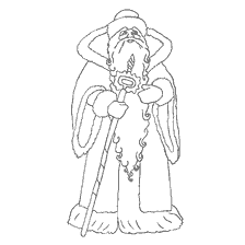 página para colorir: Colorir Santa Claus com uma equipe e em roupas festivas