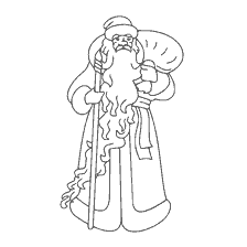página para colorir: Colorir Santa Claus com um saco nas costas
