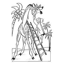 pagina da colorare: Immagine dal libro di colorazione: Aibolith aiuta la giraffa