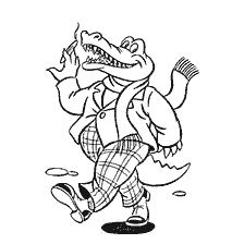 pagina da colorare: Crocodile in Vestiti con sigaretta