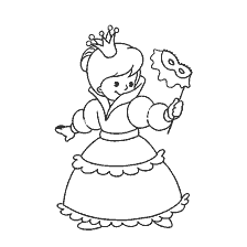 página para colorir: Desenho de uma princesa no traje de carnaval de um Ano Novo com uma m&aacute;scara